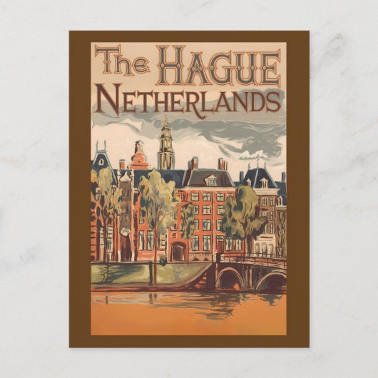 Den Haag Nederland Illustratie Reiskunst Briefkaart (Voorkant)