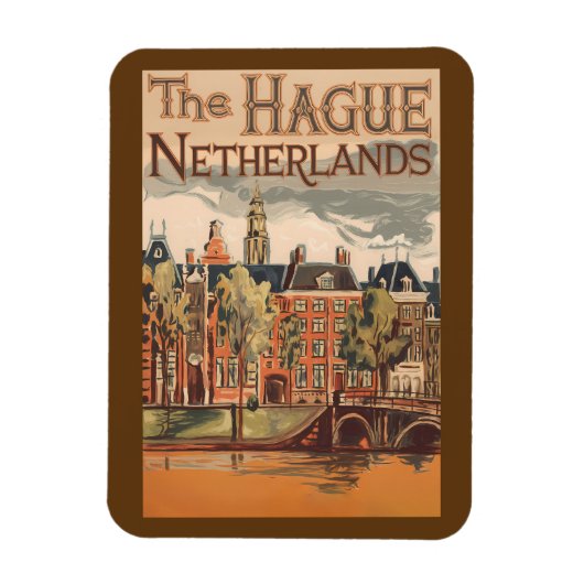 Den Haag Nederland Illustratie Reiskunst Magneet (Verticaal)