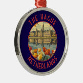 Den Haag Nederland Retro Distressed Circle Metalen Ornament (Rechts)