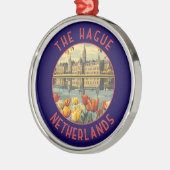 Den Haag Nederland Retro Distressed Circle Metalen Ornament (Links)