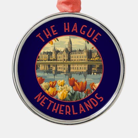 Den Haag Nederland Retro Distressed Circle Metalen Ornament (Voorkant)