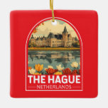Den Haag Nederland Travel Art Embleem Keramisch Ornament<br><div class="desc">Het Haagse retro vector reisontwerp. Den Haag is een stad aan de Noord-Zee kust van de westerne Nederlanden.</div>