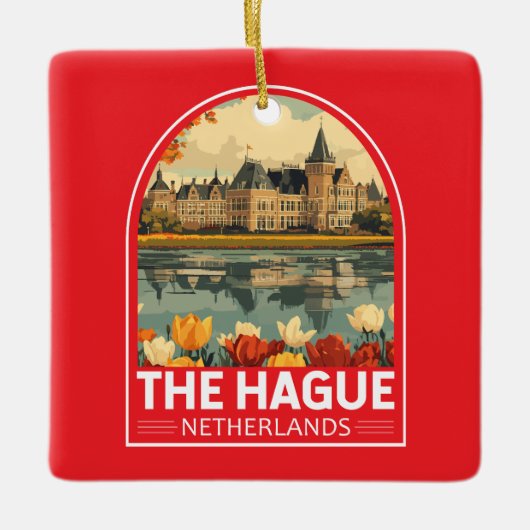 Den Haag Nederland Travel Art Embleem Keramisch Ornament (Voorkant)