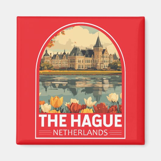 Den Haag Nederland Travel Art Embleem Magneet (Voorkant)