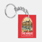 Den Haag Nederland Travel Art Embleem Sleutelhanger (Voorkant Links)