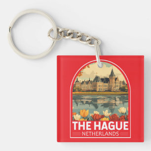Den Haag Nederland Travel Art Embleem Sleutelhanger