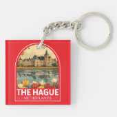 Den Haag Nederland Travel Art Embleem Sleutelhanger (Achterkant)