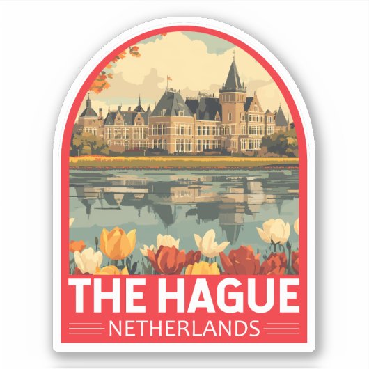 Den Haag Nederland Travel Art Embleem Sticker (Voorkant)