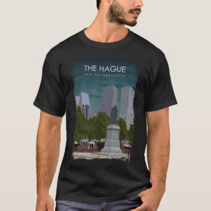 Den Haag Nederland Vintage Minimal City Tra T-shirt