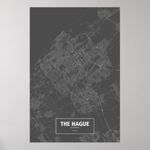 Den Haag, Nederland (wit op zwart) Poster