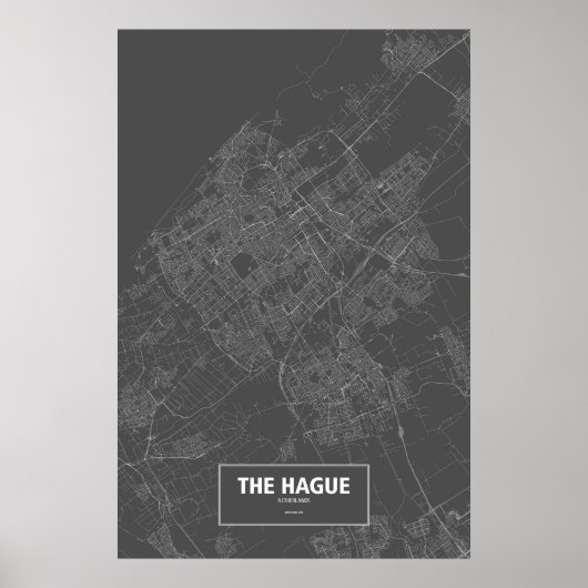Den Haag, Nederland (wit op zwart) Poster (Voorkant)