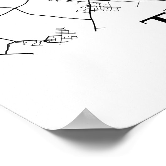 Den Haag Poster zwarte en witte hoofdkaart (Hoek)