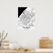 Den Haag Poster zwarte en witte hoofdkaart (Keuken)