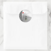 Den, Kerstman Hoed, Zilver Ronde Sticker (Tas)