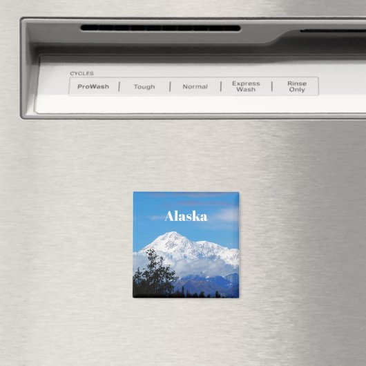Denali Alaska Mountain Snow Foto Magneet (Insitu (Vaatwasser))