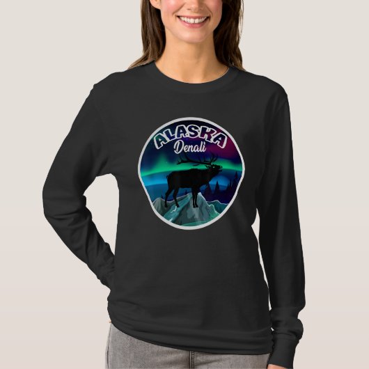 Denali Alaska Noorderlicht Eland T-shirt (Voorkant)