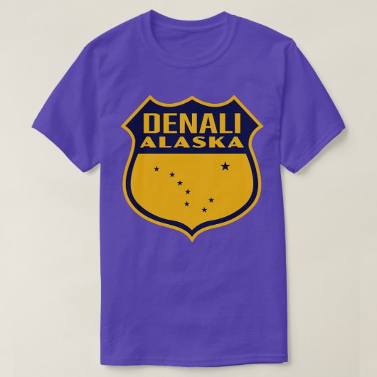 Denali Alaska Retro Shield Blauw T-shirt (Design voorkant)