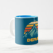 Denali Alaska Retro Turquoise Tweekleurige Koffiemok (Voorkant links)