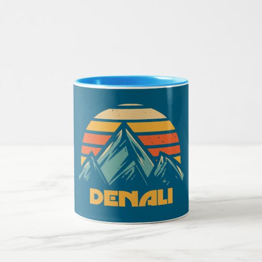 Denali Alaska Retro Turquoise Tweekleurige Koffiemok (Center)