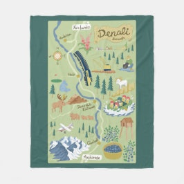 Denali Borough Map Fleece Blanket