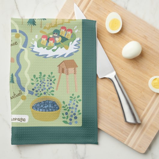 Denali Borough Map Kitchen Towels Theedoek (Quarter Fold)