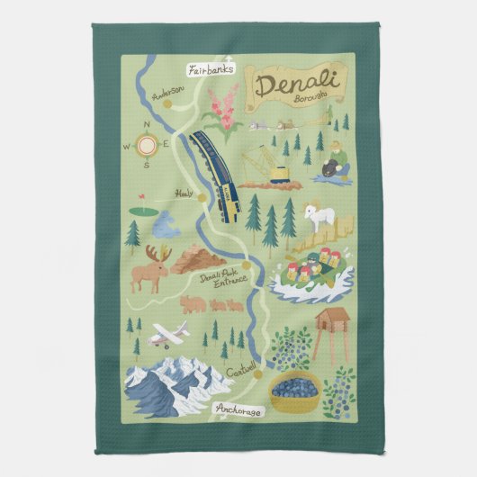 Denali Borough Map Kitchen Towels Theedoek (Verticaal)