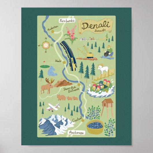 Denali Borough Map Poster (Voorkant)