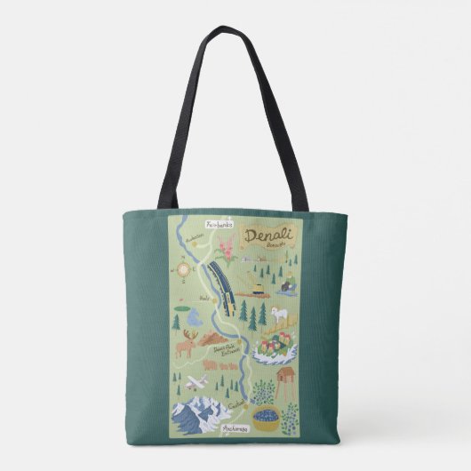 Denali Borough Map Toto Bag Tote Bag (Achterkant)