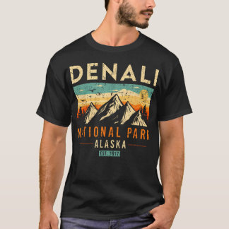 Denali Est 1917 Vintage Retro Alaska Nationaal T-shirt