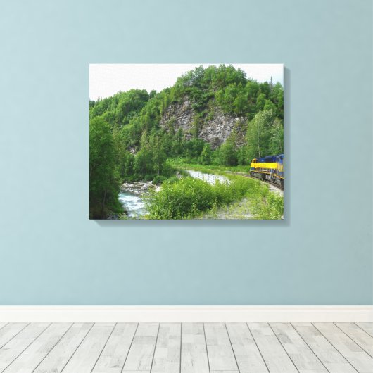 Denali Express Alaska Train Vacation Fotografie Canvas Afdruk (Insitu (Houten vloer))
