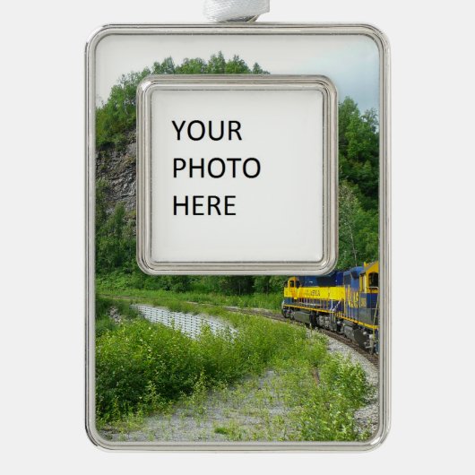 Denali Express Alaska Train Vacation Fotografie Verzilverd Omlijst Ornament (Voorkant)