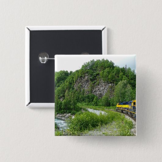 Denali Express Alaska Train Vacation Fotografie Vierkante Button 5,1 Cm (Voorkant /achterkant)