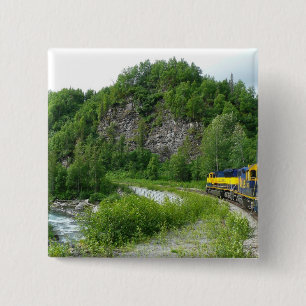 Denali Express Alaska Train Vacation Fotografie Vierkante Button 5,1 Cm