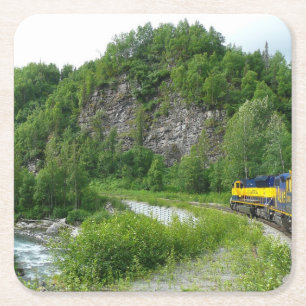 Denali Express Alaska Trein Vakantie Fotografie Kartonnen Onderzetters