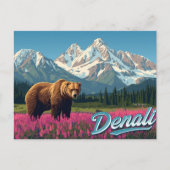 Denali Grizzly Bear Wildflower Art Briefkaart (Voorkant)