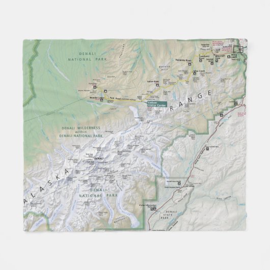 Denali-kaart (Alaska) deken (Voorkant (Horizontaal))