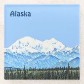 Denali (McKinley) Glazen Onderzetter (Voorkant)