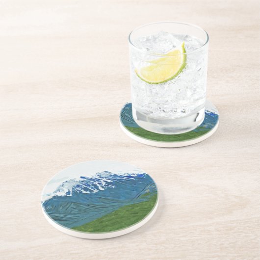 Denali met de rivieren alaska Abstract indrukken Zandsteen Onderzetter (Zijkant)