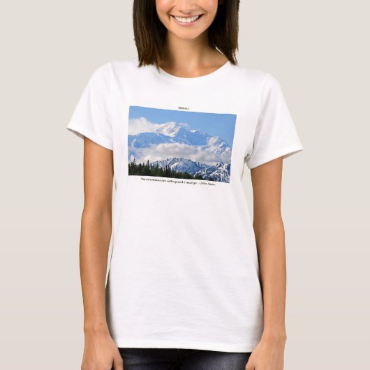Denali/Mtns bellen-J Muir/met grens T-shirt (Voorkant)