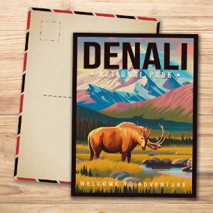 Denali Nationaal Park Alaska Berglandschap Ski Briefkaart