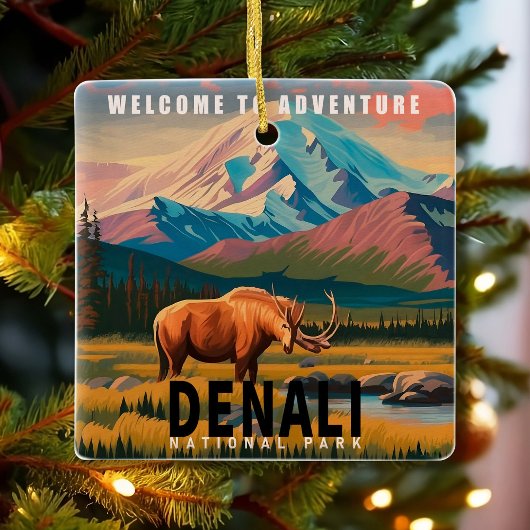 Denali Nationaal Park Alaska Berglandschap Ski Keramisch Ornament