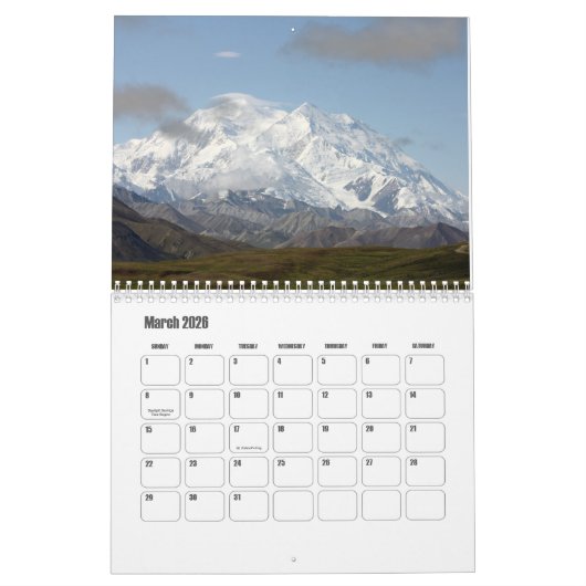 Denali Nationaal Park en Preserve-Alaska Kalender (Mar 2026)