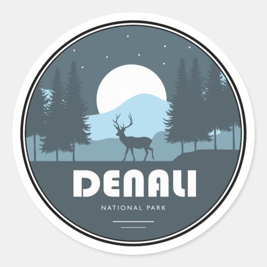 Denali Nationaal Park Herten Ronde Sticker (Voorkant)
