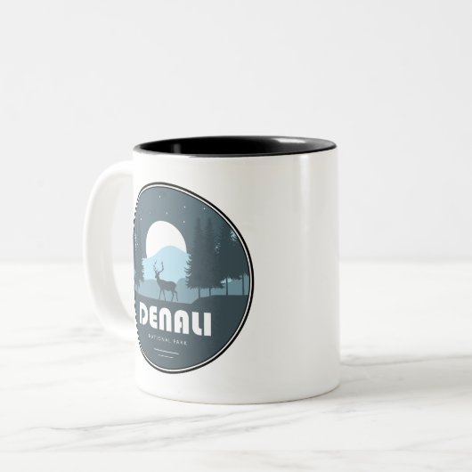 Denali Nationaal Park Herten Tweekleurige Koffiemok (Voorkant links)