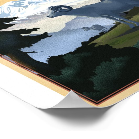 Denali Nationaal Park Litho Kunstwerk Poster (Hoek)