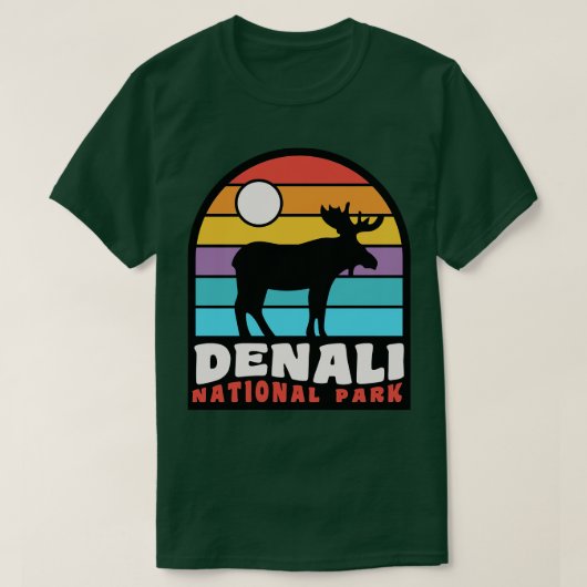 Denali Nationaal Park Moose Badge T-shirt (Design voorkant)