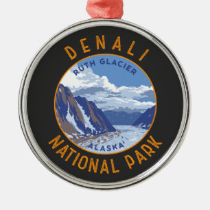 Denali Nationaal Park Retro Noodlijdende Cirkel Metalen Ornament