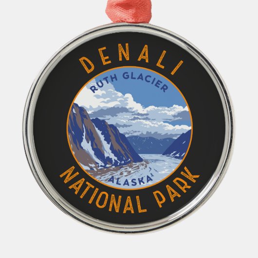 Denali Nationaal Park Retro Noodlijdende Cirkel Metalen Ornament (Voorkant)