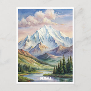 Denali Nationaal Park Waterverf Schilderij Briefkaart