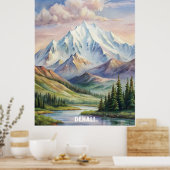 Denali Nationaal Park Waterverf Schilderij Poster (Keuken)